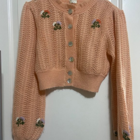 Wilfred Le Fou Polka Sweater Cardigan Aritzia XXS Coral - Picture 4 of 6